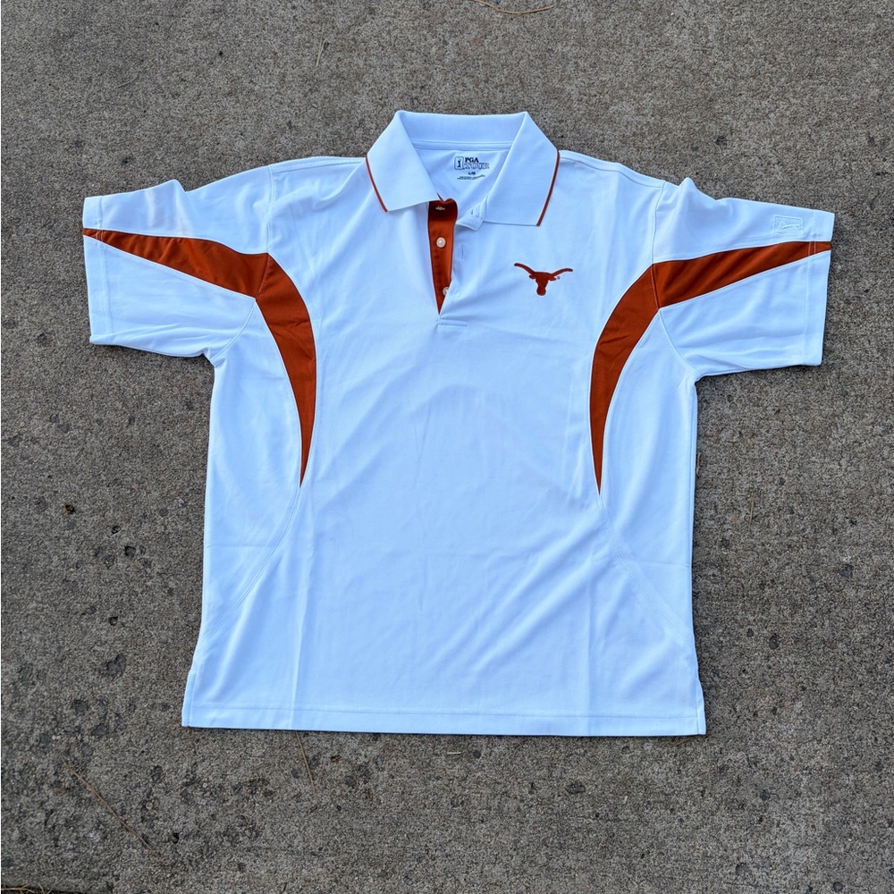 PGA Tour White Polo with Orange Accents